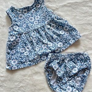 Floral Blue Kids Dress Set
